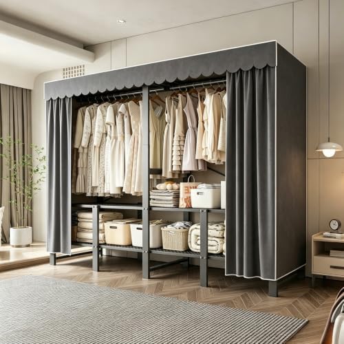 71in Heavy Duty Portable Closet with Dark Gray Cover - Image 3