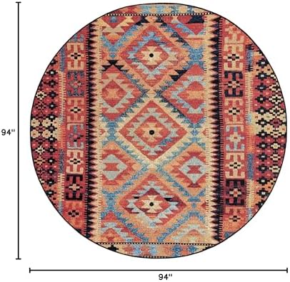 Unique Loom Outdoor Tribal Collection Area Rug - Tortuguero (7' 10" Round, Multi/ Blue) - Image 2