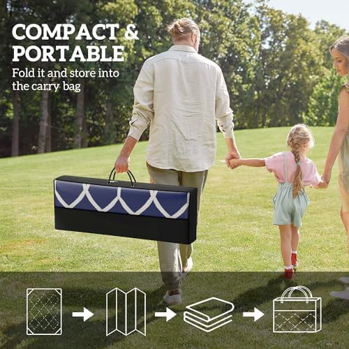 Outsunny Outdoor Rug for Patio Waterproof 9' x 18' Blue & White Lantern - Image 4