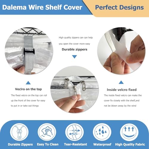 Waterproof Shelf Cover,Durable Dustproof Storage Wire Rack Covers,Outdoor Shelving Covers for Wire Shelves with Zipper 36''x16''x72'',Clear,Cover Only - Image 6