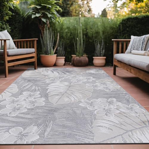 Luul Home Floral Indoor Outdoor Rugs 5x7 Large Area Rug for Living Room, Patio Decor, Kitchen, and Entryway Rug, Washable Stain Resistant Outside Carpet Beige 5 x 7 - Image 7