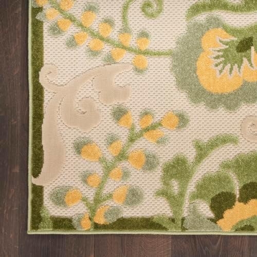 Nourison Home Aloha Ivory Green 9' x 12' Area Rug - Easy Clean, Non Shedding, Bed Room, Living Room, Dining Room, Kitchen (9' x 12') - Image 5