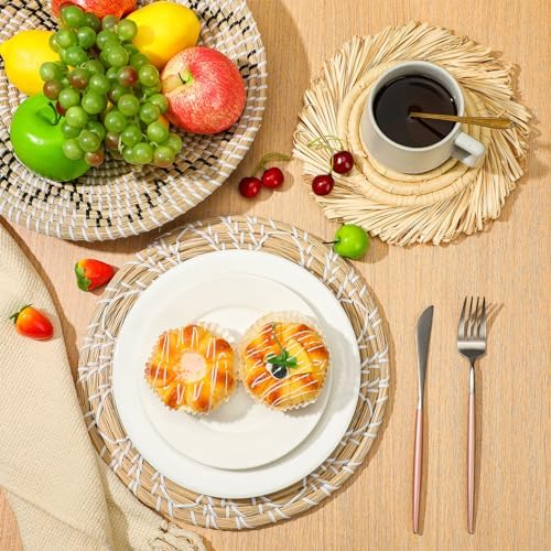 Xuhal 8 Pcs Boho Wall Basket Decor Decorative Bulrush Woven Basket Wall Decor Rustic Farmhouse Hanging Baskets for Kitchen Rustic Home Summer Decorations - Image 6