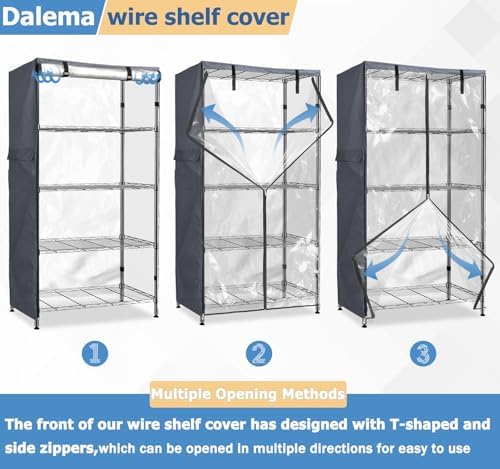 Waterproof Shelf Cover,600D Heavy Duty Dustproof Storage Wire Rack Covers,Outdoor Shelving Covers for Wire Shelves with Zipper 36''x24''x72'',Clear Front. - Image 6