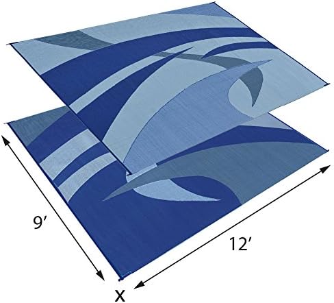 Stylish Camping 159123 Outdoor Patio / RV Camping Mat - Swirl (Blue/Gray/Black/White, 9-Feet x 12-Feet) - Image 2