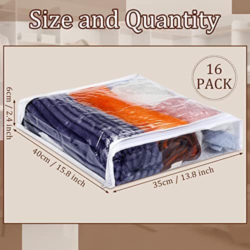 Kingdder 16 Pcs Clear Zippered Storage Bags Plastic Sweater Bag with Zipper - Image 2