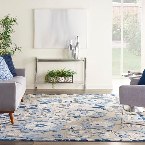 Nourison Home Aloha Blue Grey 9' x 12' Area Rug - Easy Clean, Non Shedding, Bed Room, Living Room, Dining Room, Kitchen (9' x 12') - Image 2