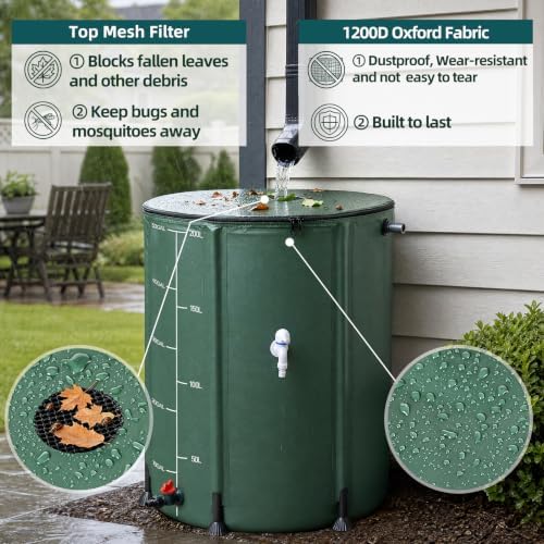 Collapsible Rain Barrel 53 Gallon with Mesh Filter & Spigot - Image 3
