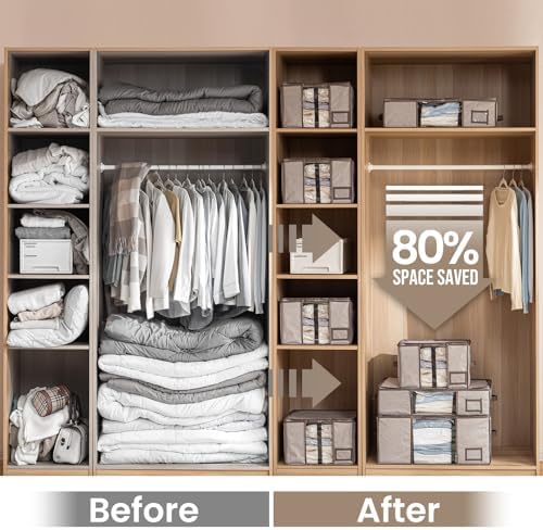 TAILI Under Bed Vacuum Storage Bags for Comforters,41x17.7x6 inch,Taupe - Image 2