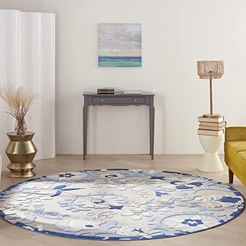 Nourison Home Aloha Blue Grey 7'10" x Round Area Rug - Easy Clean, Non Shedding, Bed Room, Living Room, Dining Room, Kitchen (8' x Round) - Image 6