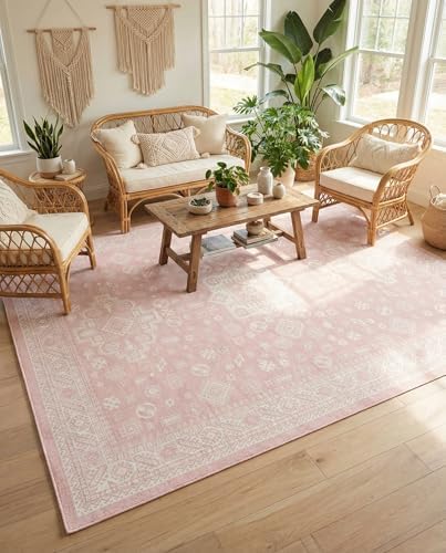 Rugs.com - Outdoor Aztec Rug – 10' x 13' 1 Pink Indoor/Outdoor Rug – Washable, Stain-Resistant Flatweave for Spacious Patios, Decks, and Porches - Image 5
