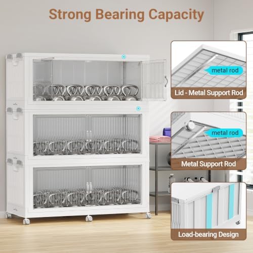 BROVIEW 1020Qt Stackable Storage Bins with Lid for Home Dorm, 3Pack White - Image 6