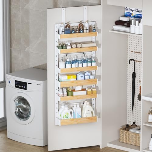 6-Tier Over The Door Pantry Organizer, Heavy-Duty Metal Wall Mount or Hanging Spice Rack, behind the door storage Shelves with Adjustable Basket, Back of Door Organizer for Kitchen Cabinet and Closet - Image 7