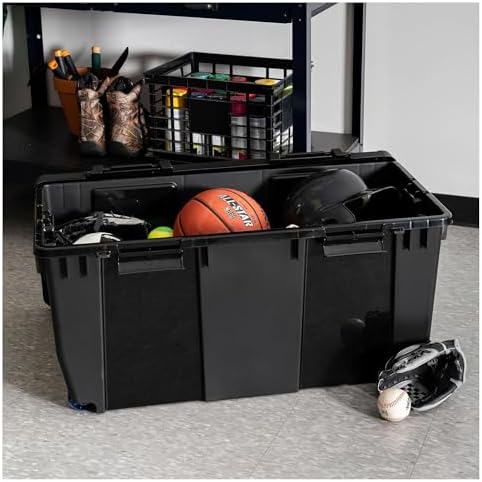 IRIS USA 2-Pack 32 Gal Heavy Duty Rolling Storage Totes with lids, Black - Image 2