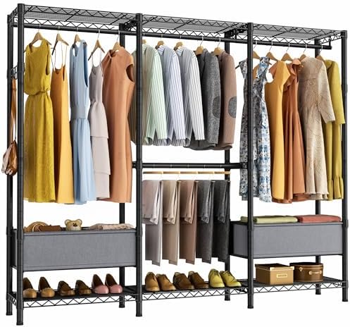 Golpart Heavy Duty Clothes Rack Metal Wardrobe with Adjustable Wire Shelves by Golpart
