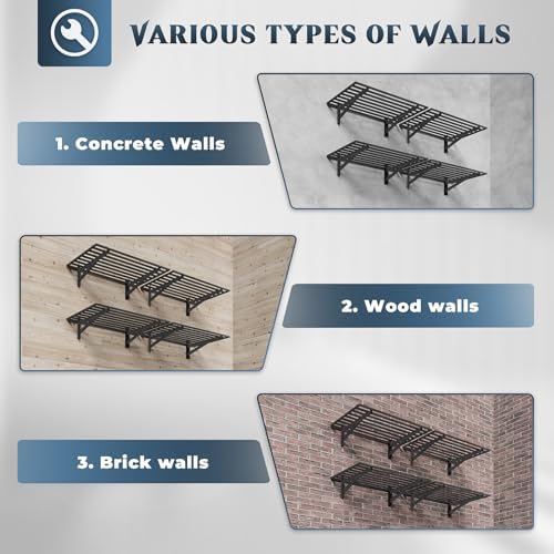 Jusgym 4 Pack Wall Mounted Garage Shelving with 16 Hooks, 2x3ft, 1000lbs - Image 6
