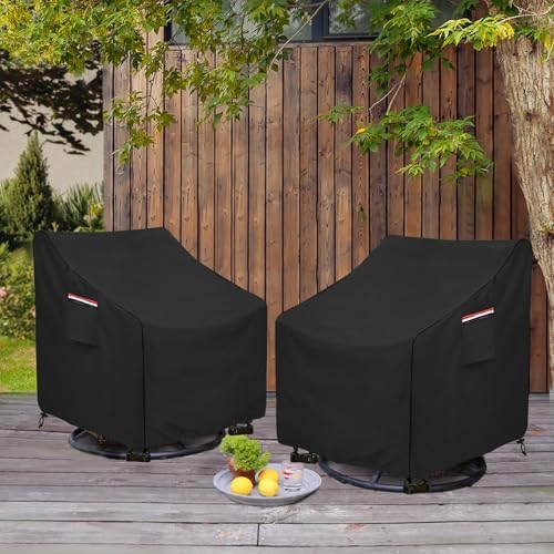 Patio Swivel Chair Cover 4 Pack,Waterproof Heavy Duty Outdoor Chair Covers,Outdoor Swivel Chair Cover for Patio Furniture Covers(30 W x 34 D x 38.5 H inches),Black - Image 5