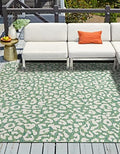 Unique Loom Outdoor Safari Collection Area Rug - Leopard (10' Square, Green Blue/ Ivory) by UniqueLoom