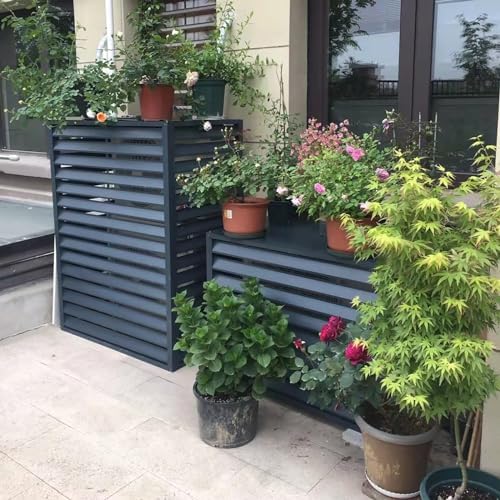 Outdoor Air Conditioner Cover Aluminum, All Weather Protective Cover, Trash Can Enclosure Freestanding Privacy Screen Fence Panels AC Unit Cover Flower Stand Condenser Pool Equipment Enclosure ( Color - Image 5