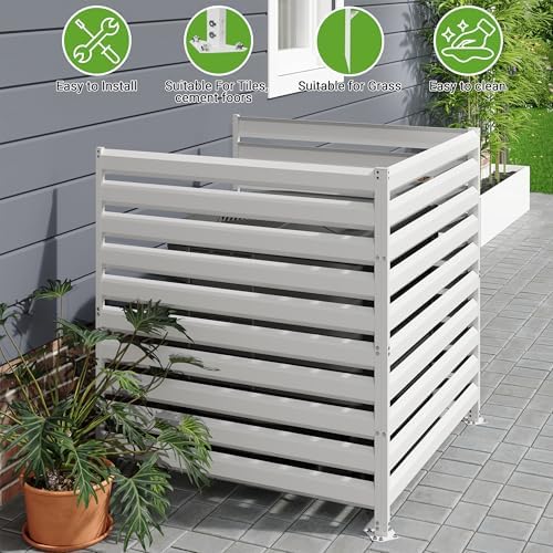 42” H x 38” W Air Conditioner Fence 1 Panels, Metal Privacy Fence Panels, Pool Equipment Enclosure, Trash Can Screens Fence Kit for Outside, Backyard, Patio, Garden(White) - Image 5