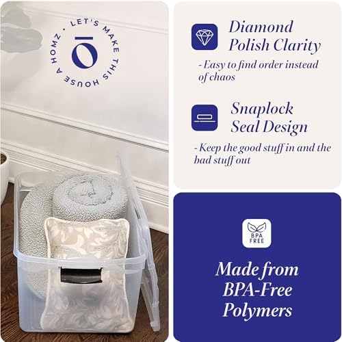 HOMZ Clear Plastic Storage Bins w/Latching Lid, 66 Qt, Gray Latch, 2 Pack - Image 3