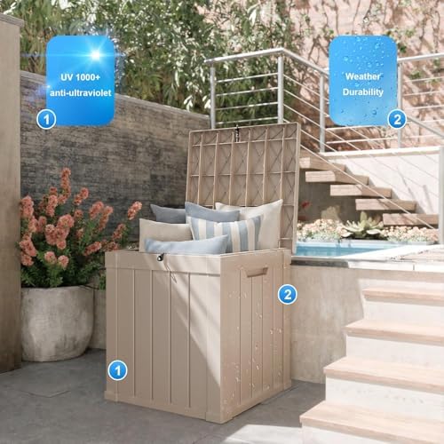 Vixzen 50 Gallon Deck Boxes Outdoor Waterproof, Resin Lockable Storage Box for Patio Cushions Storage Furniture, Garden Tools, Pool Supplies, Weatherproof and UV Resistant (Grey, 50 Gallon) - Image 3