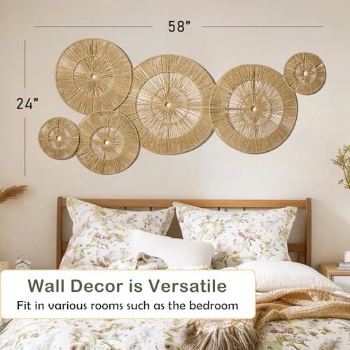 SOONOW Boho Wall Baskets Decor, 6 Pack (17", 15", 13", 11", 9", 7") - Image 2