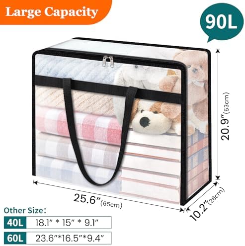 TasticTotes 8 Pack Clear Storage Bags for Comforter, Clothes & Bedding, 90L - Image 2