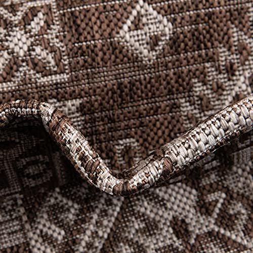 Rugs.com Outdoor Aztec Collection Rug – 6' x 9' Brown Flatweave Rug Perfect for Living Rooms, Large Dining Rooms, Open Floorplans - Image 6