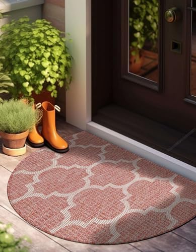 Unique Loom Outdoor Trellis Collection Area Rug (2' 7" x 4' 1" Hearth Rust Red/Ivory) - Image 4