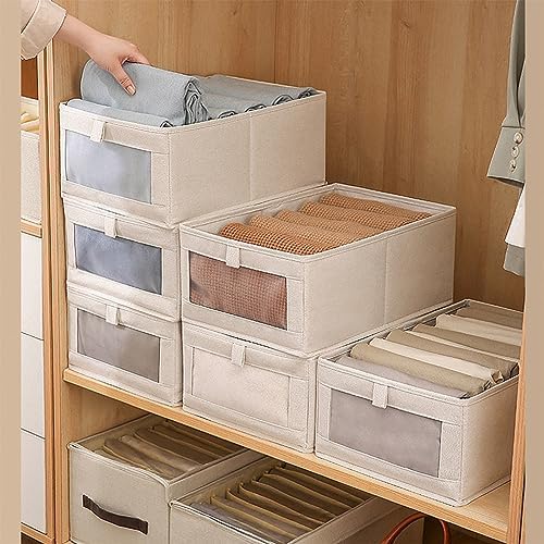 Linen Closet Organizers And Storage, 8 Pack Closet Storage Bins Linen Closet Baskets for Closet Organization Foldable Closet Organizer Bins with Clear Window For Organizing Clothing, Jeans, Shelves - Image 7