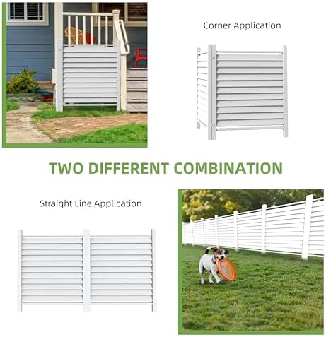 36" W X 45" H Reinforced White Vinyl Privacy Fence, Double Windproof Air Conditioner Fence Trash Can Fence, Louvered Vinyl Screen Panel Kit (2 Panels) - Image 5