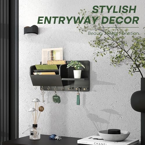 Rebee Vision Key Holder Wall Mount with Mail Slot for Home Decor, Black - Image 4