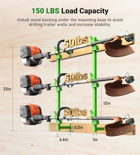 ELITEWILL Weedeater Rack for Enclosed Trailer Weed Eater Trimmer Rack for Trailer Landscape Truck Holder Lawn Equipment Accessories Green - Image 3