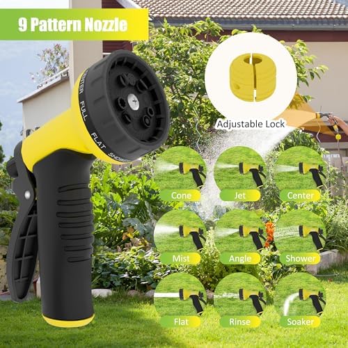 Aokia Retractable Garden Hose Reel, 1/2 in x 100 ft Wall Mounted Heavy Duty Garden Hose Reel with 9 Patterns Nozzle, Any Length Lock, Auto Return System and 180°Swivel Bracket - Image 6