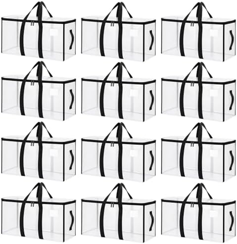 Songrey Extra Large Heavy Duty Moving Bags, 12 Pack, Clear by Unknown