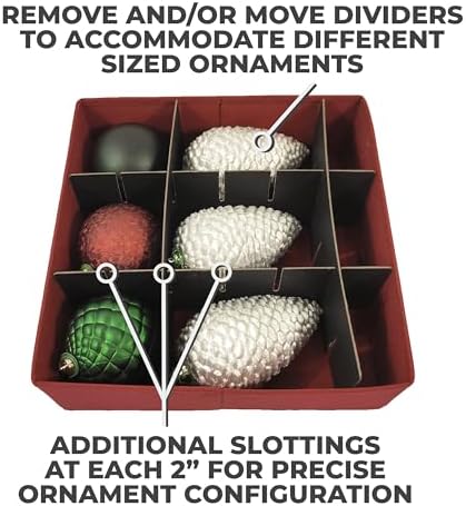 612 Vermont Christmas Ornament Storage Box, Adjustable Acid-Free Dividers - Image 4