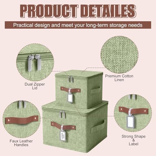 6 Pack Fabric Closet Storage Bins with Lids, 10×8×7 in, Green - Image 3