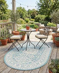 Rugs.com - Outdoor Aztec Rug – 3' 1 x 5' 3 Oval Aqua Indoor/Outdoor Rug – Flatweave Washable Area Rug for Patios, Decks, and Porches by Rugscom