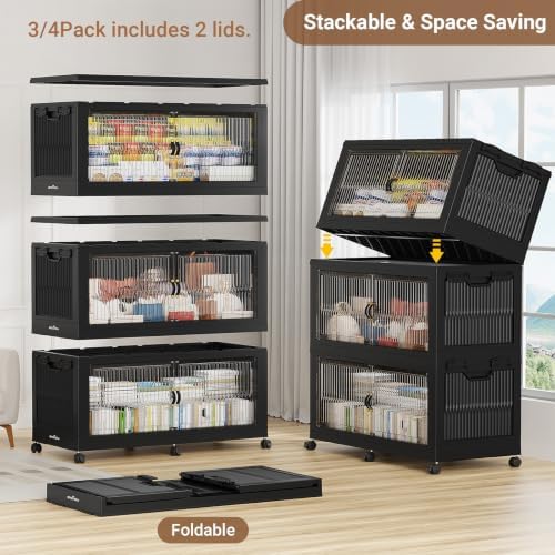 BROVIEW 340Qt Stackable Storage Bins with Lid for Home Dorm, 1Pack Black - Image 6