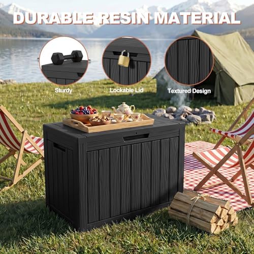 EFU Outdoor Storage Box 70 Gallon Deck Box, Waterproof Resin, Black - Image 3