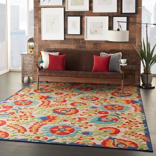 Nourison Home Aloha Multicolor 9'6" x 13' Area Rug - Easy Clean, Non Shedding, Bed Room, Living Room, Dining Room, Kitchen (10' x 13') - Image 5