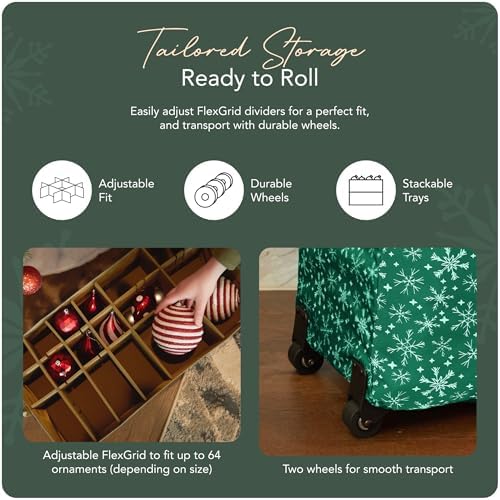 Covermates Rolling Adjustable Ornament Storage Bag, 25.5"W x 13"D x 12.5"H - Image 5