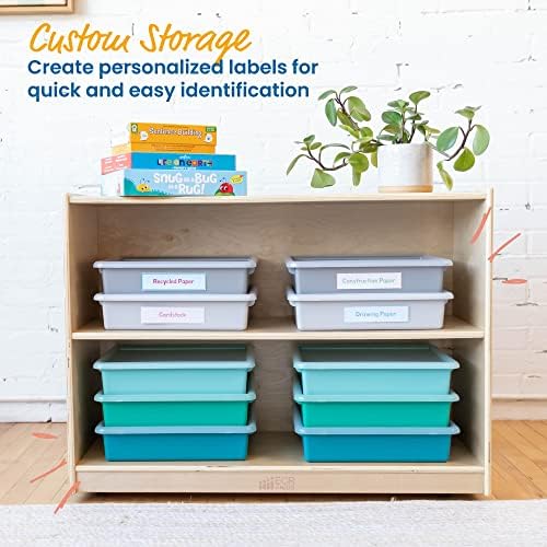 ECR4Kids Letter Size Plastic Tray Organizer with Lids, Small, Storage Bins, Contemporary, 10-Piece - Image 4