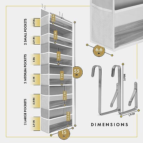 HOMELUX THEORY Over the Door Organizer, 6-Tier, 100D Fabric Transparent 2pc - Image 3