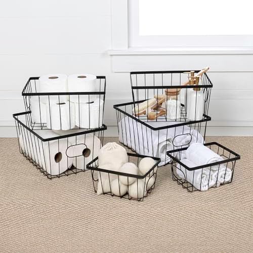 happimess Camden 6-Piece Nesting Baskets Industrial Wire 16", Black - Image 2