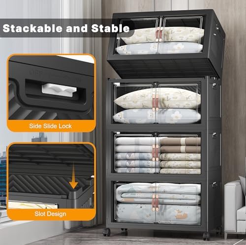 UAMFURI 672QT Lockable Plastic Storage Bins, 4 Pack Collapsible Cabinets - Image 4