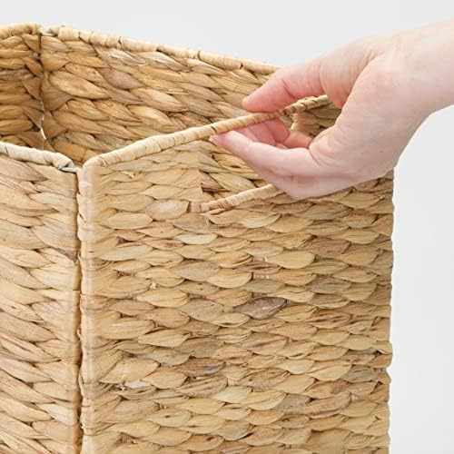 mDesign Natural Woven Hyacinth Cube Organizer Basket with Handles, Storage for Bathroom, Laundry Room Shelf or Nursery - Perfect for Cubby Storage Units - Hold Blankets and Books - 6 Pack, Natural/Tan - Image 4