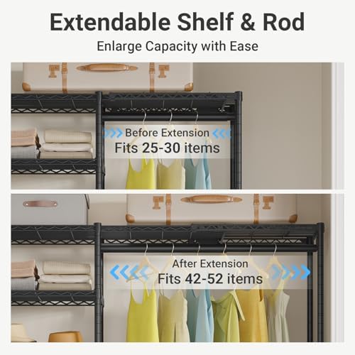 VIPEK X2 Plus Expandable Heavy Duty Clothes Rack, Closet System Black - Image 4
