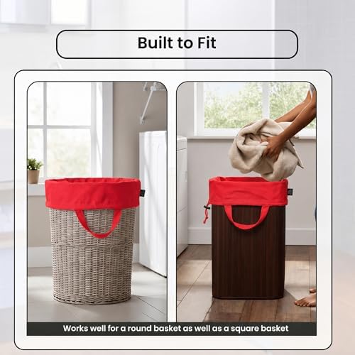LFH Home Cotton Rich Large Premium Canvas Laundry Bag, Heavy Duty Washable Laundry Hamper with Drawstring & Handles, Multi-Use Clothes Storage for Home, Travel & College, 20"x30" (Pack of 2) - Red - Image 6
